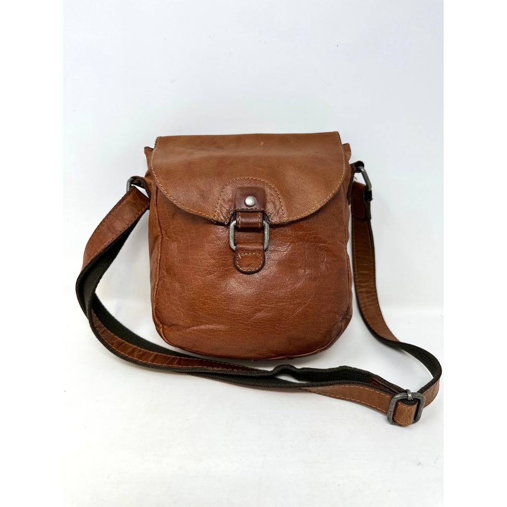 Jack Georges Mini Saddle Crossbody Bag Leather Brown